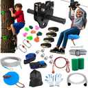 Zipline for Backyard Kids and Adults: 180FT Up to 400 lbs - Updated Removable Design Trolley, Thickened Seat, Safety Harness, Quick Tighten Zipline Kits for Outdoor
