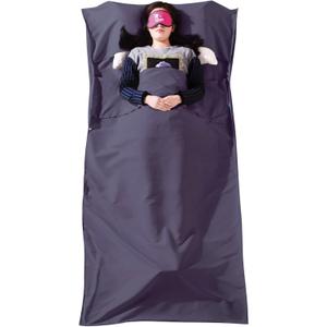 TRIWONDER Sleeping Bag Liner Cotton Camping Travel Sheet Sleep Sack Adult for Hostels Outdoor Picnic Planes Trains (S - 31.5x82.6", 01 Deep Purple)
