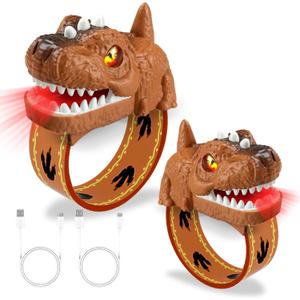 Dinosaur Walkie Talkies for Kids Rechargeable, Wrist Two Way Radios with Flashlight, Long Range Outdoor Adventure Toys,Brown Dino Watch Walkie Talkie Birthday Gifts for Boys Girls Ages 4-12