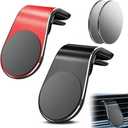 2-Pack Strong Magnetic Car Phone Holder - 360 Rotatable L-Shape Air Vent/Dashboard Mount for iPhone, Samsung, Huawei - Super Sticky Magnet, (Black + Red)
