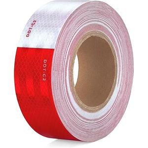 THKULKME DOTC2 Reflective Tape 2 Inch X 100 Feet Red White Reflector Adhesive Conspicuity Outdoor Waterproof Tape for Trailers, Trucks, Vehicles, Driveway, Boats, Signs (100 FT)