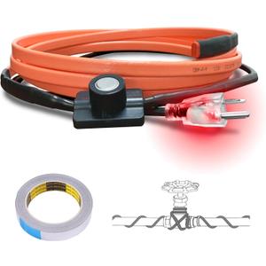 Cupohus Heat Tape for Water Pipes with Thermostat 3FT, Freeze Protection Self-Regulating Heat Trace Cable for Metal, Plastic Home Pipes, Roof and RV