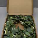 Pinkpum 20'' Eucalyptus Wreath for Front Door, Porch, Window - Green Decor for Home, Farmhouse - Spring, Summer, Fall, All Seasons (White)