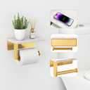 Brushed Gold Toilet Paper Holder with Natural Marble Shelf, 304 Stainless Steel Screw Wall Mounted, Tissue Roll Paper Holder Dispenser for Bathroom Washroom