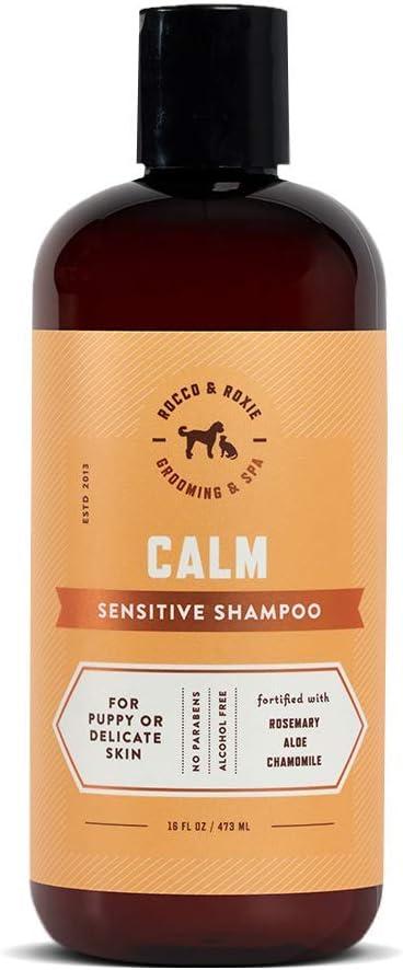 Rocco & Roxie Supply Co. Dog Shampoo and Conditioner - Soothe Oatmeal Shampoo for Itch Relief, Calm Hypoallergenic Shampoo for Sensitive Skin, and Shine Argan Oil Pet Wash - Puppy Bathing Supplies (16 oz)