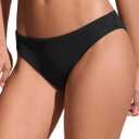 CRZ YOGA Low Waisted Bikini Bottom for Women - Cheeky Basic Bathing Swimsuit Swim Briefs (Black, M)