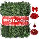 Christmas Garland, 72Ft Extra Long Artificial Garlands for Home Decor, with 36 Red Velvet Bows and 24 Decorative Balls Faux for Stair Railing Mantle Fireplace Indoor Outdoor Holiday Decorations