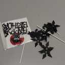 9 Pcs Ninja Happy Birthday Cake Toppers Black Red Glitter for Ninja Theme Birthday Party Karate Kung Fu Warriors Cake Decorations Supplies