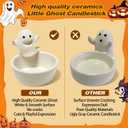 3PCS Ghost Candle Holder, Halloween Cute Cartoon Small Ghost Candle Holder, Tealight Handcrafted Ceramic - White Candlestick for Table Centerpiece, Small Candle Holders Perfect for Tea Light