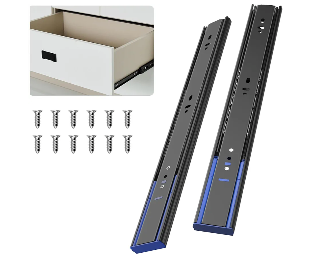 PHWALK 20 Inch Soft Close Full Extension Drawer Slides, Ball Bearing Heavy Duty 100 lb Capacity Drawer Glides for File Cabinet, Closet, Dresser and Office Drawers – Side Mount Black Rails (2 Pairs) PHWALK 20 Inch Soft Close Full Extension Drawer Slides, Ball Bearing Heavy Duty 100 lb Capacity Drawer Glides for File Cabinet, Closet, Dresser and Office Drawers – Side Mount Black Rails (2 Pairs)