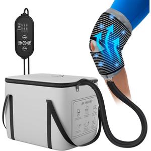 Ice Machine for Knee After Surgery, Cold Therapy Machine with Programmable Timing, Quiet Pump, Portable Knee Replacement Surgery Recovery System for Pain Relief, Easy to Use (Gray)