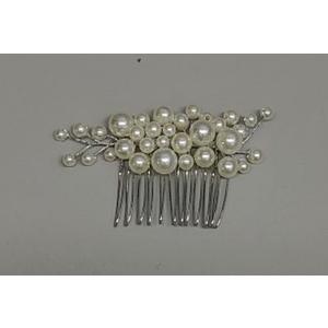 Bridal Hair Comb Bendable Pearl Crystal Hair Accessory Leaf Hair Piece Vintage Wedding Hair Accessories for Brides Bridesmaids Women Girls (Sliver-01)