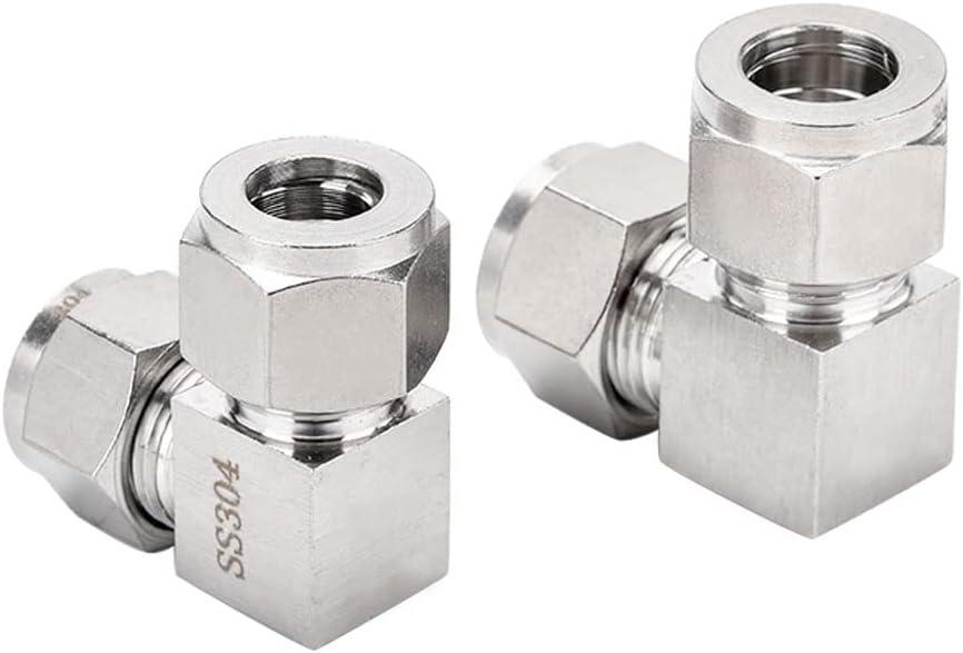 304 Stainless Steel Compression Tube Fitting, 90 Degree Elbow, 3/8" OD x 3/8" OD, Pack of 2