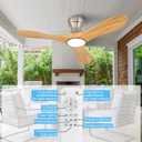 52 Inch Wood Flush Mount Ceiling Fans with Lights and Remote, Dimmable 3 Blade Wood Bedroom Ceiling Fan with Lights Low Profile Ceiling Fans with Light Outdoor Ceiling Fan for Patios Bedroom