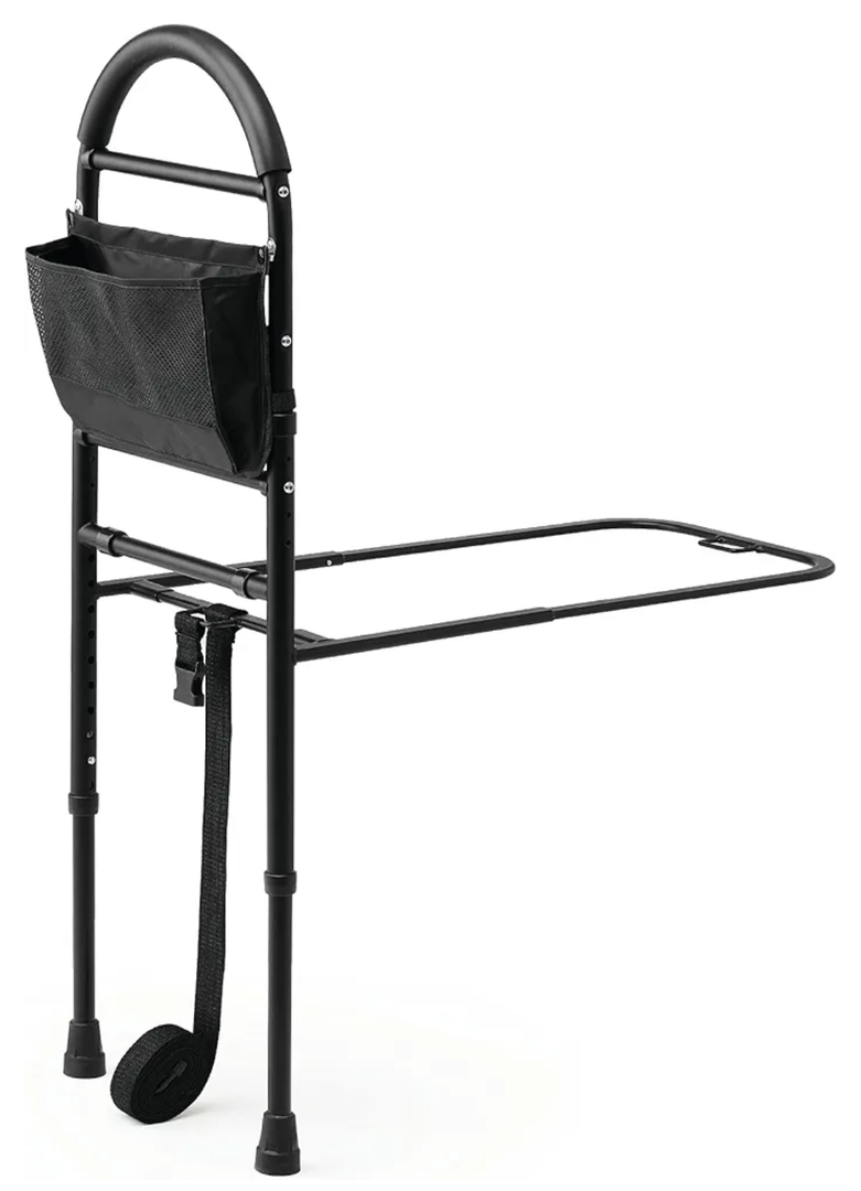 Medline Bed Assist Bar with Storage Pocket, Height Adjustable Bed Rail for Elderly Adults, Assistance for Getting In and Out of Bed at Home