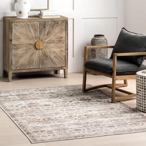 nuLOOM 5' x 7'5" Machine Washable Stain-Resistant Area Rug with Non Slip Backing, Low Profile for Living Room, Bedroom, and Dining Room, Aitana Taupe