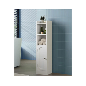 Small Bathroom Storage Cabinet, Narrow Slim Storage Cabinet with Doors and Adjustable Shelves,Freestanding Floor Corner Toilet Paper Organizer for Small Space,White