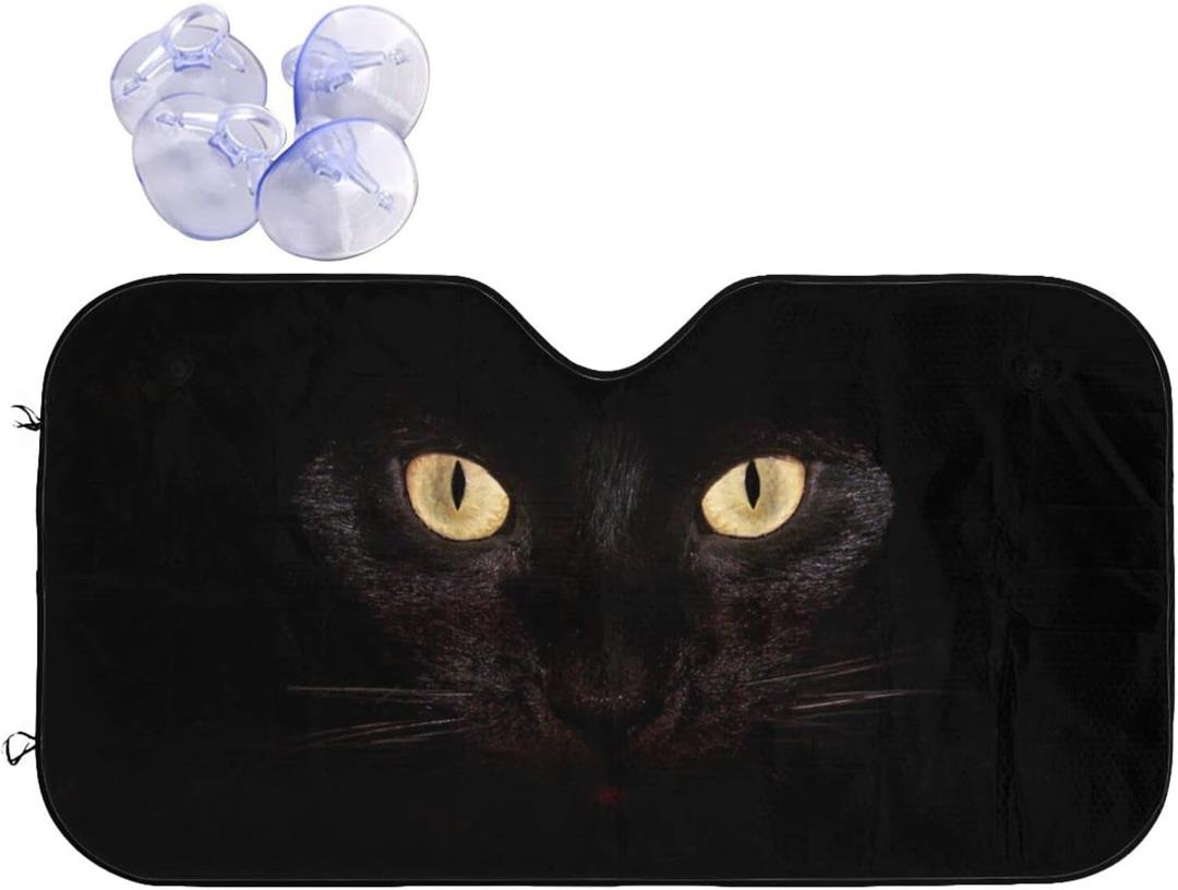 Black Cat Eyes Windshield Sunshade for Car SUV Truck Foldable Uv Ray Reflector Front Window Sun Shade Visor Shield Cover