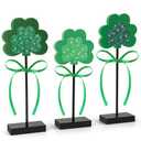 Hedeey St. Patrick's Day Tiered Tray Decor, 3 Pieces Wooden Shamrock Set, Dark Green (3.1*1.7 inches Base, 0.5 inches Thick), for Home Decor