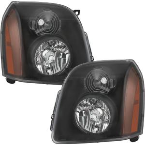 Headlights Assembly Pair Compatible with GMC Yukon XL 1500 2500 2007-2014, Replace 15861025 15861026 (Black)