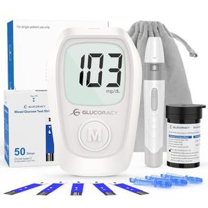Glucoracy G-425 Blood Glucose Monitor Kit, Blood Sugar Test Kit with Lancing Device, 50 Test Strips and 50 Lancets, Glucose Meter for Home Use, Diabetes Home Testing Kit, (Test strips Expire: 04/05/27,  Glucose Monitor: Expire on 02/17/30)