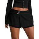 SweatyRocks Women's Buckle Low Waist Mini Skirts Business Casual Skort Skirts S