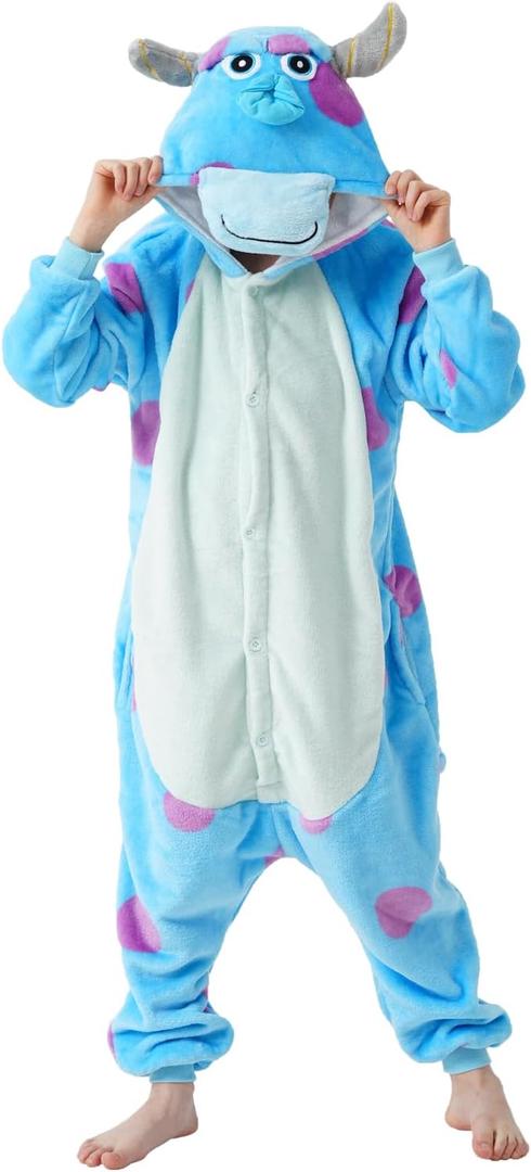 Unisex Children Animal Onesie Pajamas,Kids Flannel Halloween Cosplay Costume/Homewear/Sleepwear (3-4T, Sky Blue)