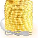 Brizled Warm White Rope Lights, 18ft 216 LED Rope Lights Waterproof, 120V Plugin White Christmas Light Connectable with Clear PVC Tube, Indoor/Outdoor Decorative Tube Light for Backyards, Garden Patio