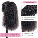 Kinky Curly Ponytail Extension Drawstring Human Hair Clip In Brazilian Virgin Human Hair Ponytails For Black Women Curly Wave Hair Pieces Natural Black 16 Inch