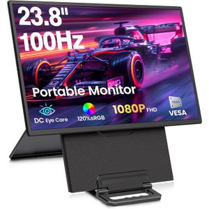 23.8'' Portable Monitor,FHD 1080P 100Hz IPS Laptop Screen Extender,USB-C HDMI Large Office Gaming Second Monitor Extender with Detachable Stand for Mac Windows PS5 Xbox Switch(Built-in Speakers)