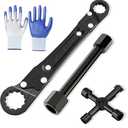 Traveant Plumbing Tools, Angle Stop Wrench Angle-On Wrench kit, plumbers wrench Angle Stop Removal Tool for professional plumber Installing with Work Gloves