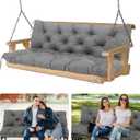 3-Seater Outdoor Swing Cushion - Thick 5" Replacement Bench Cushion with Backrest & Ties for Porch Swings, Patio Furniture, Garden, Backyard - Dark Grey (48x40x5 Inches)