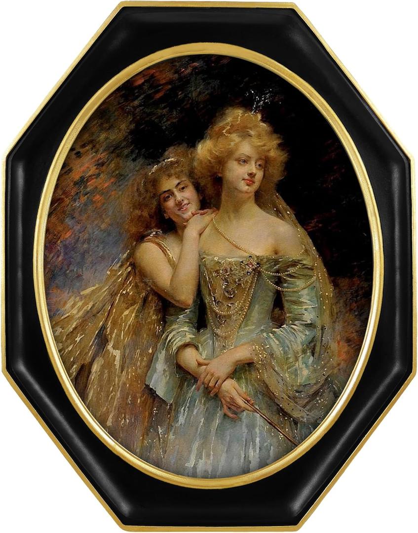 SIMON'S SHOP Black Octagon Frame with 11x14 Oval Photo Opening, Picture Frames 11x14 for Wall and Tabletop, Vintage Traditional Poster Frames