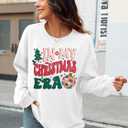 BANGELY Christmas Sweatshirts Women Oversized In My Christmas Era Sweatshirt Christmas Vacation Shirt Xmas Pullover Tops (White, XL)