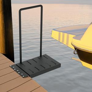 Foldable Boat Boarding Platform with Safety Handrail, Heavy-Duty Metal Dock Step Boarding Platform, Powder-Coated Black Dock Extension for Easy and Safe Boat Access, 500 lbs Weight Capacity Foldable Boat Boarding Platform with Safety Handrail, Heavy-Duty Metal Dock Step Boarding Platform, Powder-Coated Black Dock Extension for Easy and Safe Boat Access, 500 lbs Weight Capacity