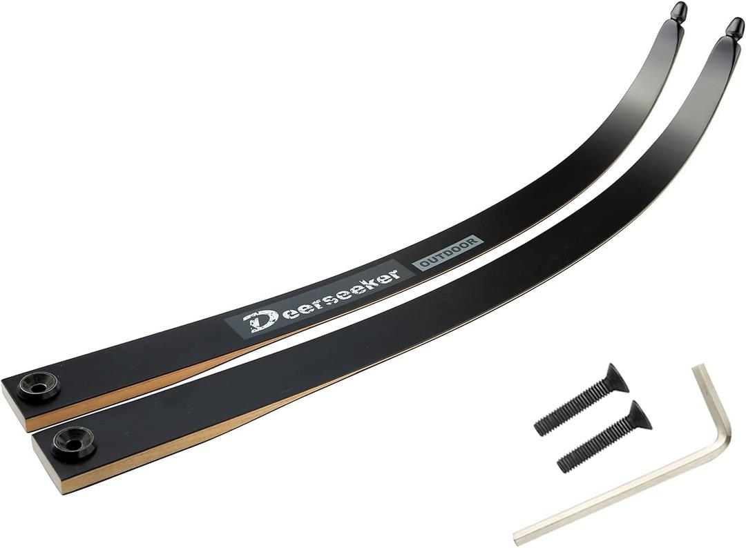Deerseeker Archery Takedown Recurve Bow Limbs Replacements with 2pack Screw Limbs Bolt for 62" & 66" Wooden Bow 25-60lbs