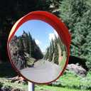 18" Convex Mirror for Pole, 18 Inch Orange Driveway Traffic Mirror for Blind Spot, Wide View Security Mirrors for Warehouse, Garage, Office Indoor Outdoor
