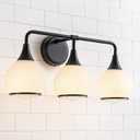 Black Bathroom Light Fixtures 3-Lights Vanity Lights with Milky White Frosted Glass Shade Bathroom Vanity Light 22.4 inch Wall Sconce Lighting Bath(Exclude E26 Bulb)