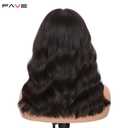 FAVE 14 Inches Brown Wavy Bob Wig Synthetic Curtain Bangs Wig for Women Heat-Resistant Bob Wig for Daily UseDark Brown,190g