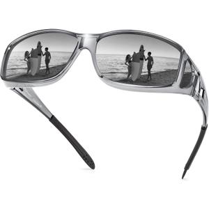 URUMQI Polarized Sunglasses Fit Over Glasses for Men Women, Wraparound Sun Glasses UV400 Protection for Driving Fishing