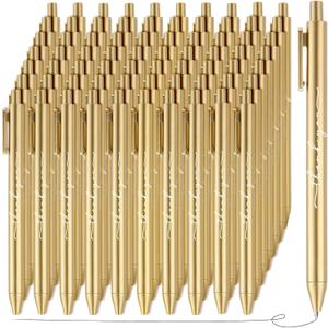 100pcs Thank You Pens Bulk Cute Multicolor Ballpoint Pen for Server Christmas Employee Appreciation Gifts for Nurse office Coworker Staff Team (Gold)