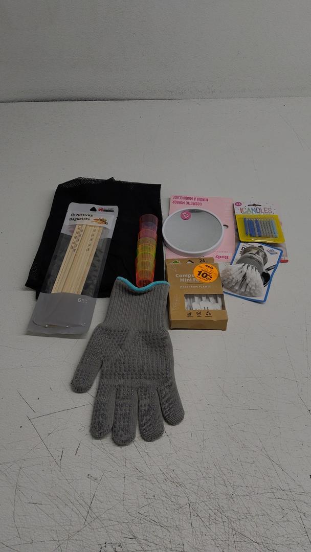 Mirror, Gray Glove, Chopstick Baguette, Candles, Brush for Kitchen, Mini