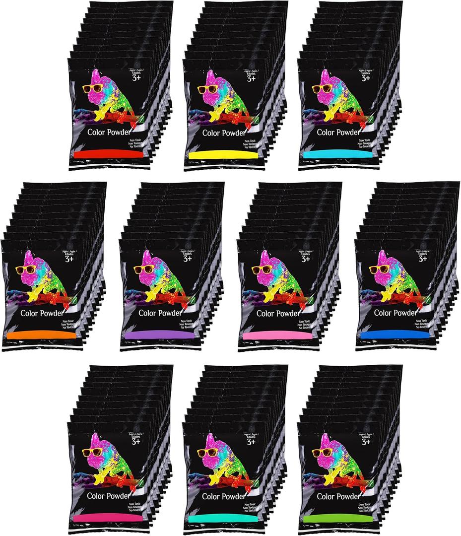 Chameleon Colors 70g Individual Color Powder Packs - 100 Pack - 10 Vibrant Colors - Non-Toxic & Gluten-Free - Great for Holi, Color Wars, Fun Run, Gender Reveal, Summer Camp & More