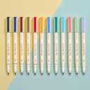 WRITECH Arts Sign Brush Pen Brush Tip Marker Felt Tip Water Based Ink Color Pens 12 Assorted Pastel Colors Great for Lettering, Journaling, Calligraphy (Natural)