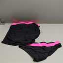 SOLY HUX Tankini Swimsuits for Women Color Block Bandeau Ruched Bikini Two Piece Bathing Suits (Small, Black and Pink)