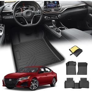 Car Floor Mats for Nissan Altima 2019-2024 2025 Accessories,TPE All Weather Protection Floor Mats,Custom Fit 1st&2nd Row Car Floor Liners Set, Heavy Duty Accessories,Black