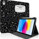 TopPerfekt Case for iPad 11th (A16) 11-inch 2025 / 10th Generation 10.9-inch 2022, Stand Folio Case Cover with Pencil Holder for Kids,Boys,Girls,Anti-Slip and Anti-Shock -Notebook Leopard Black Gray