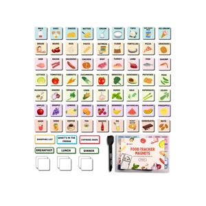 Magnetic Food Tracker for Fridge – 75 PCS Meal Plan Magnets, Vegetables Chart & Nutrition Education Refrigerator Magnet Set for Kids, Grocery Shopping & Family Organization