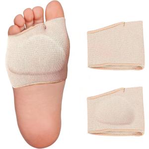 Metatarsal Pads for Men & Women, Ball of Foot Pain Relief for Metatarsalgia, Morton's Neuroma, Sesamoiditis, 1 Pair Adjustable Fabric Sleeves with Gel Cushion Inserts XS