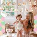 Isn't She Onederful Girls 1st Party Decorations,Deer First Birthday Party Supplies for One Year Old Girl -Floral Backdrop Balloons Cake Cupcake Toppers,Woodland Animal for Girl One Year Old First